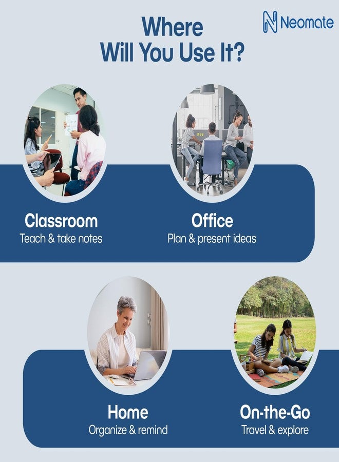 Neomate ألواح الكتابة المحمولة القابلة للمسح الجاف من نيوميت ميلامين | 9 × 12 بوصة، عبوة من قطعتين | تتضمن لوحين، قلمين، ممحاة واحدة | سبورة بيضاء محمولة مزدوجة الجوانب للأطفال والطلاب والمعلمين - Image 3